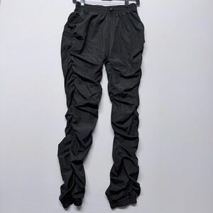 La Bijou Black Ruched Stacked Jogger Pants Streetwear Toggle Waist Small